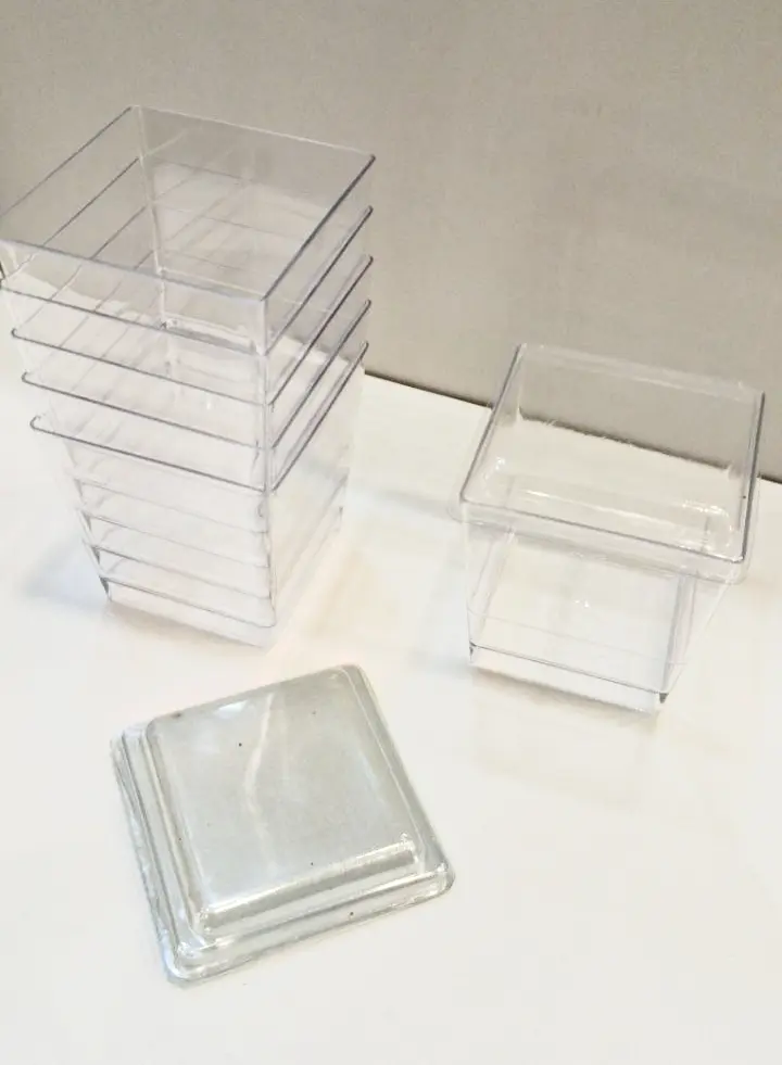 Verrine Carre avec couvert 6Pcs