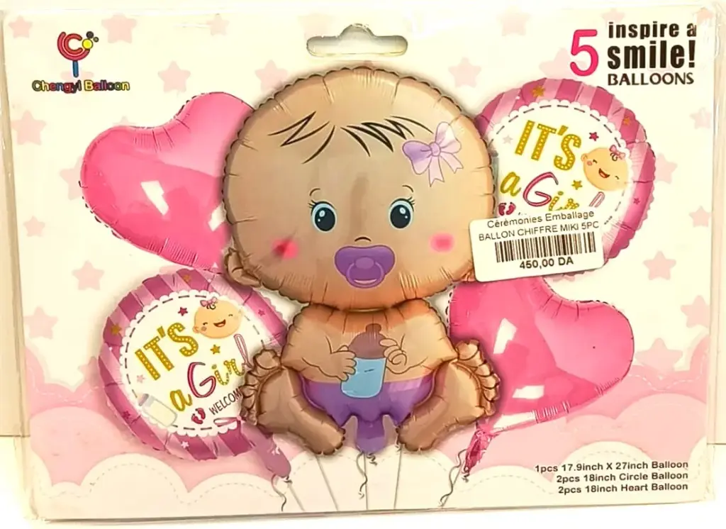 BALLON NAISSANCE FILLE 5PCS