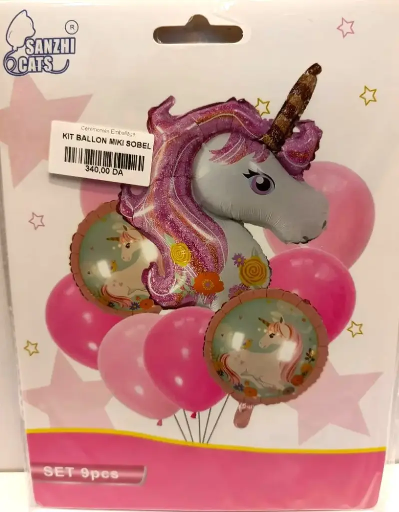 BALLON MIKI LICORN 9PCS