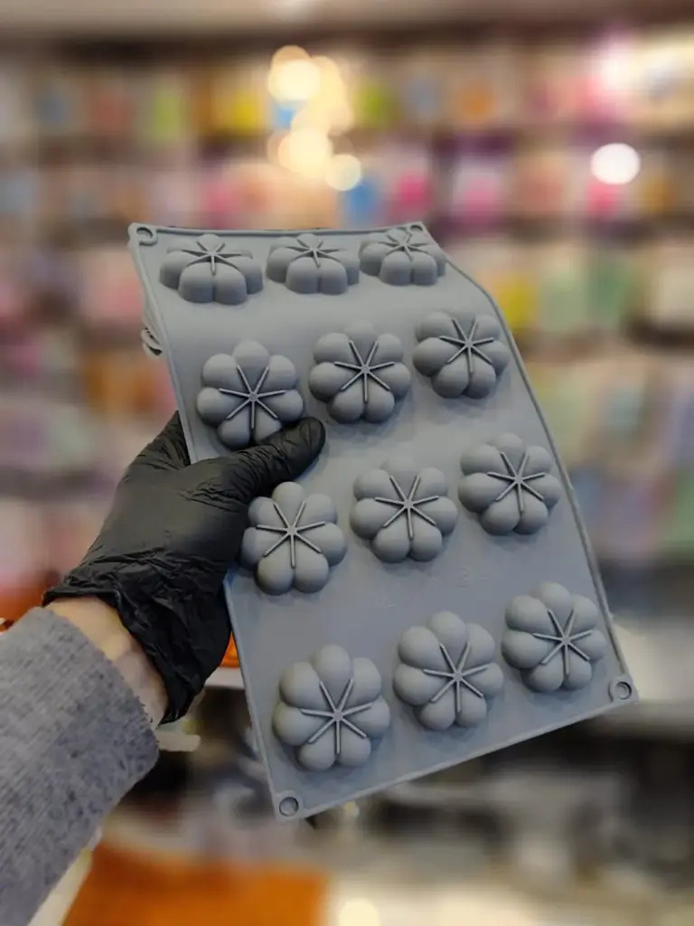 Moule Silicone Fleur Gris 12Pcs