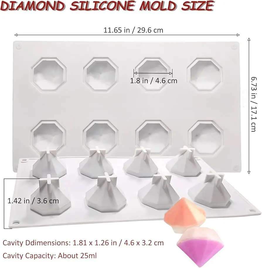 Moule Silicone Diamond Blanc 8Pcs